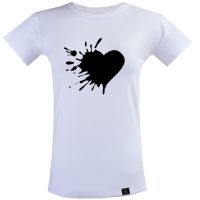 تی شرت آستین کوتاه زنانه 27 مدل قلب کد T72 رنگ سفید