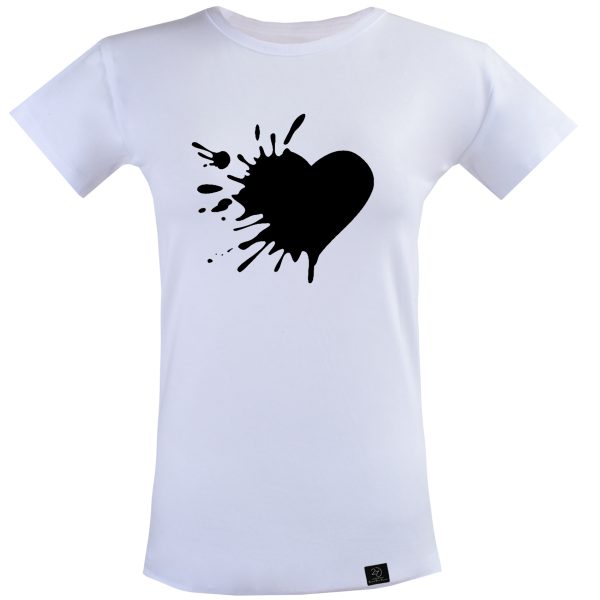 تی شرت آستین کوتاه زنانه 27 مدل قلب کد T72 رنگ سفید