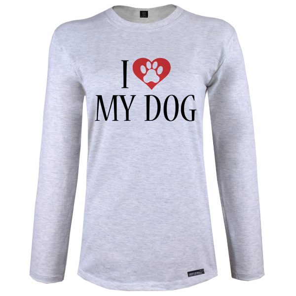 تی شرت آستین بلند زنانه 27 مدل I Love My Dog کد MH48