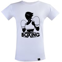 تی شرت آستین کوتاه زنانه 27 مدل boxing کد T71 رنگ سفید
