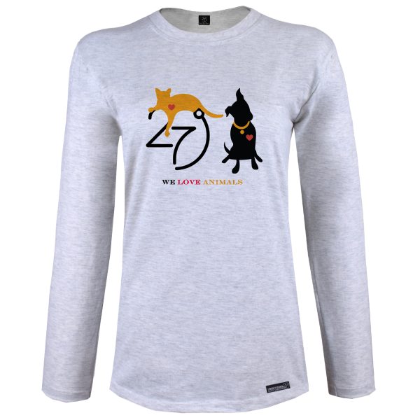 تی شرت آستین بلند زنانه 27 مدل We Love Animals کد MH57