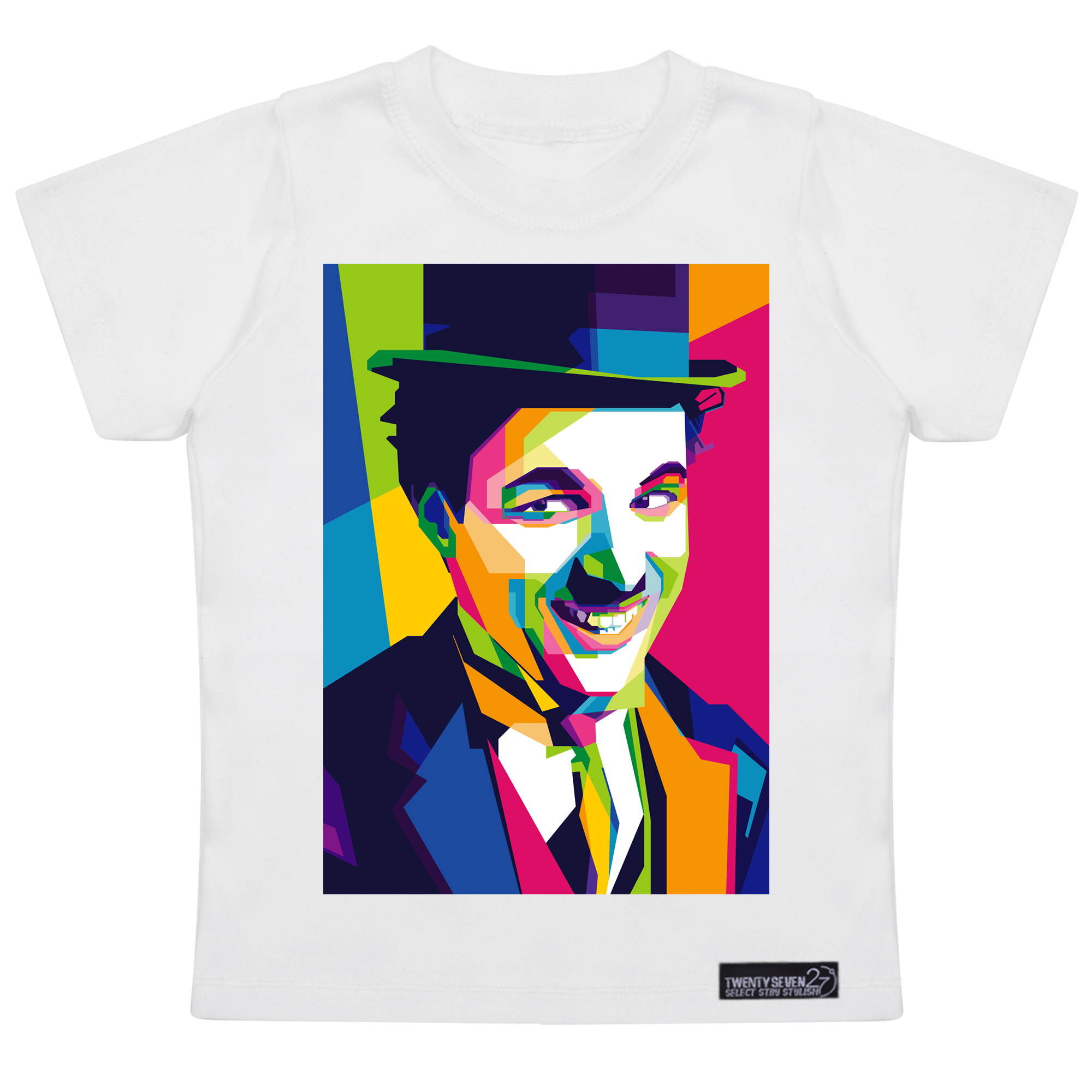 تی شرت آستین کوتاه پسرانه 27 مدل Charlie Chaplin Painting کد MH960