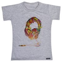 تی شرت آستین کوتاه دخترانه 27 مدل Watercolor Headphones کد MH954
