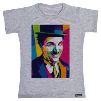 تی شرت آستین کوتاه دخترانه 27 مدل Charlie Chaplin Painting کد MH960
