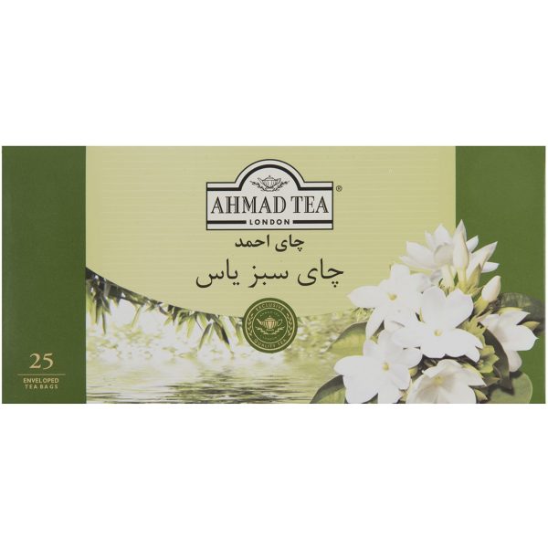 چای سبز کیسه ای احمد با طعم گل یاس بسته 25 عددی