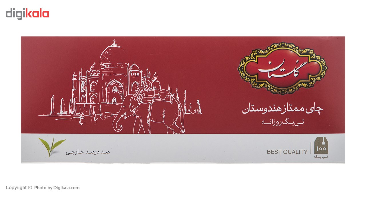 چای سیاه کیسه ای گلستان مدل ممتاز هندوستان بسته 100 عددی