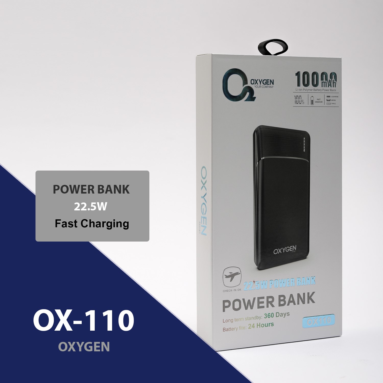 پاوربانک اکسیژن مدل OX110 ظرفیت 10000 میلی‌ آمپر ساعت