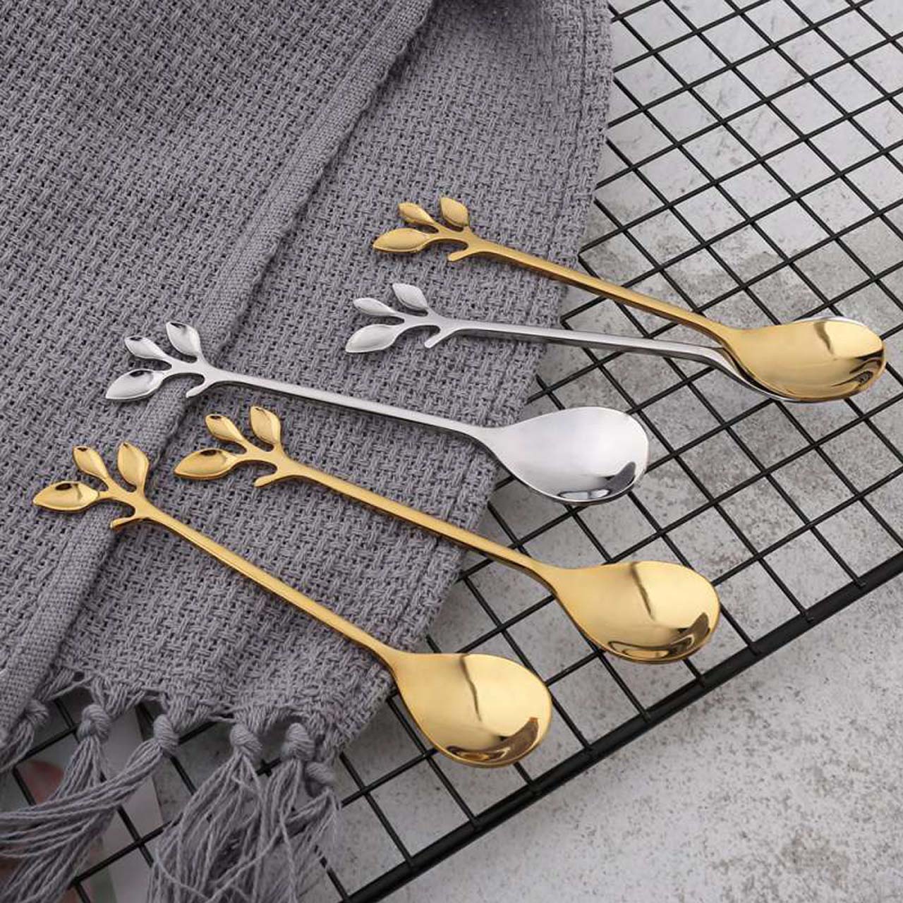 قاشق چای خوری مدل برگ کد 00601 مجموعه 6 عددی