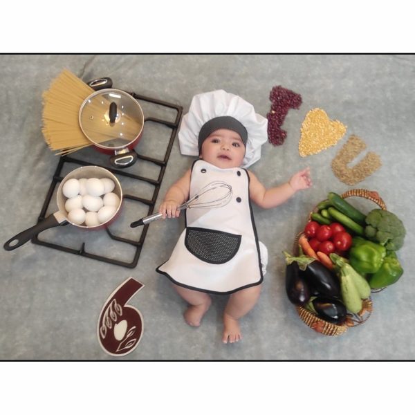 لباس عکاسی کودک مدل آشپزی بسته دو عددی